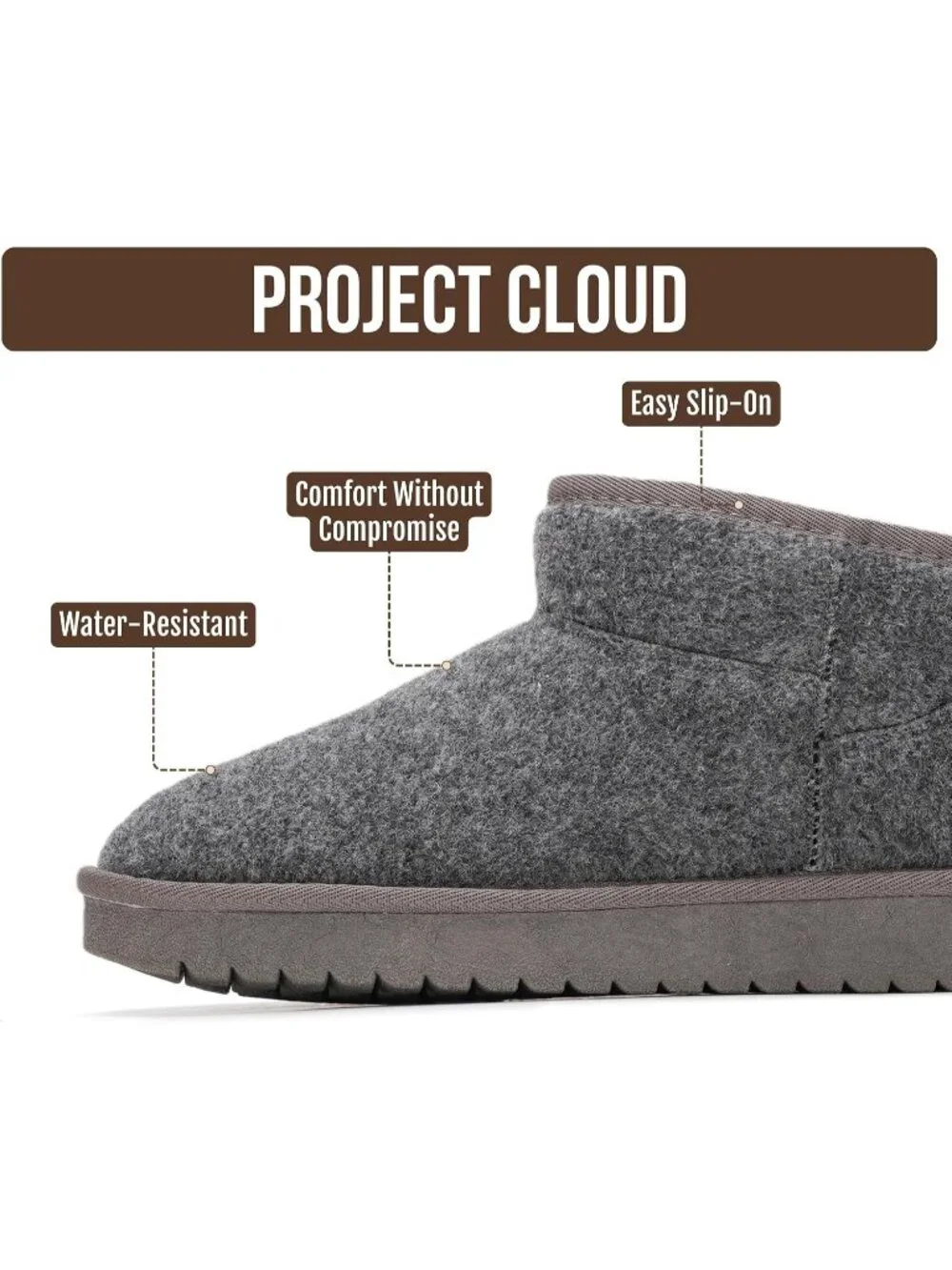 Womens Dark Grey Suede Project Cloud Genuine Leather Comfortable Ankle Boots